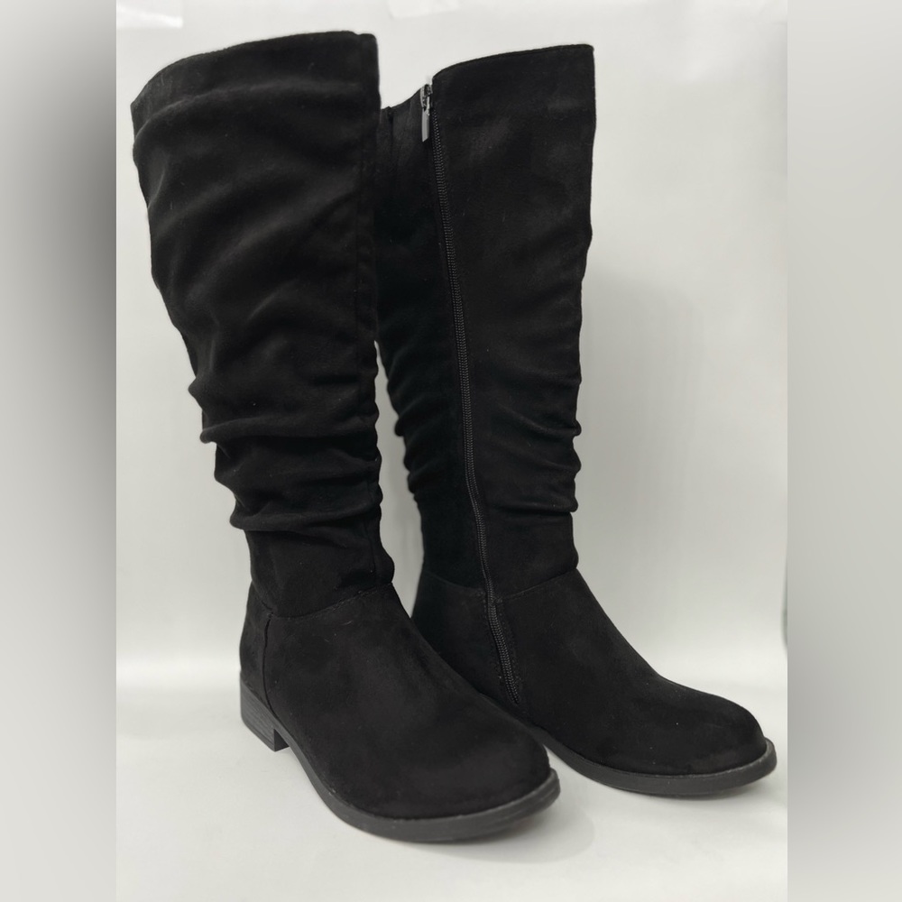 TOP Moda black suede slouchy knee high boot size 6.5